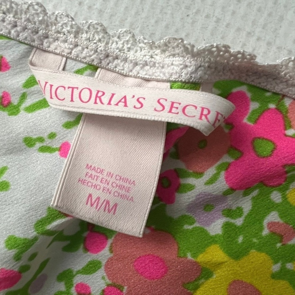 Victoria's Secret Satin Slip Nightgown Slip Dress Vtg Size M Floral Lace Trim - Picture 12 of 13